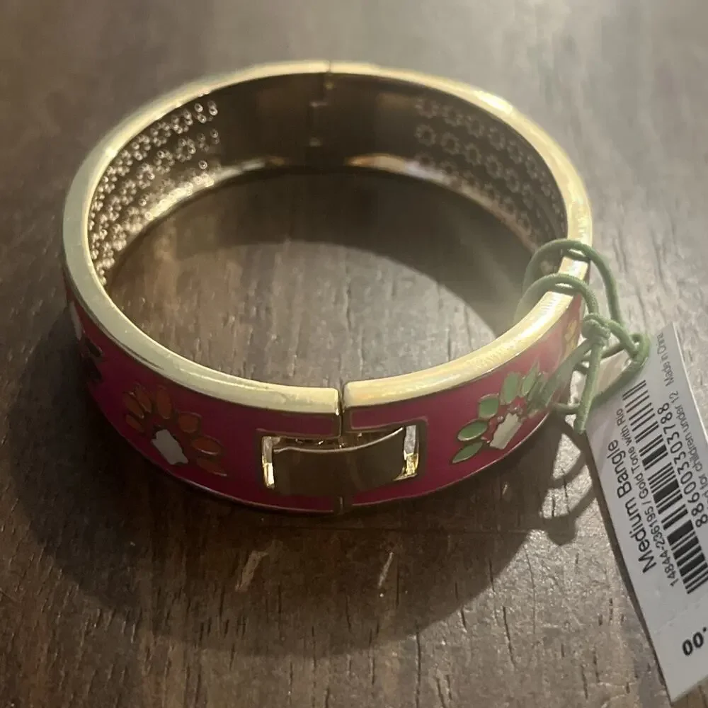 Vera Bradley Medium Bangle Bracelet, One Bracelet, Pink, Gold Tone With Rio $38